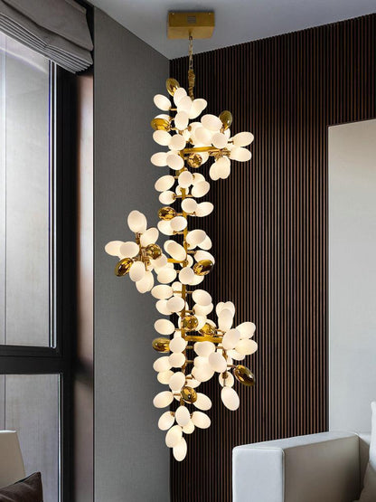 Large Branch Copper Chandelier with Grape Shape Bulbs Unique and Creative Light Fixture for Staircase/ Duplex/ High Ceiling Living Room/ Restaurant - Lightings Menu