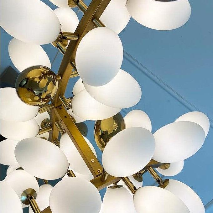 Large Branch Copper Chandelier with Grape Shape Bulbs Unique and Creative Light Fixture for Staircase/ Duplex/ High Ceiling Living Room/ Restaurant - Lightings Menu