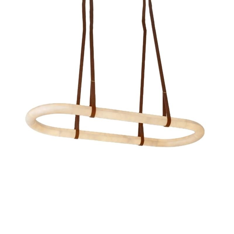 Leathe Circle Alabaster Chandelier - Lightings Menu