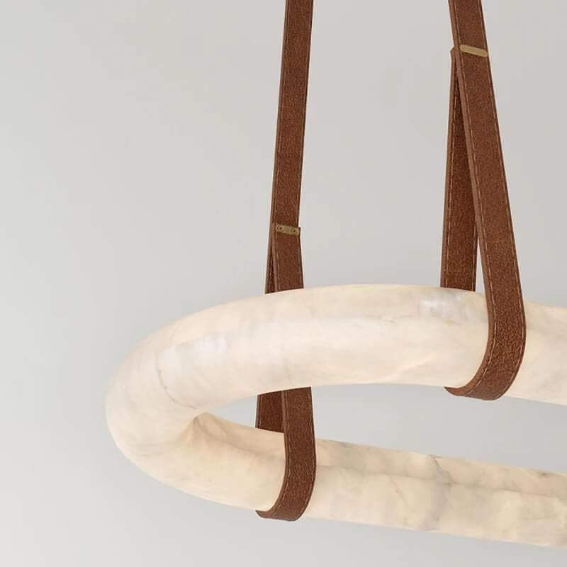 Leathe Circle Alabaster Chandelier - Lightings Menu