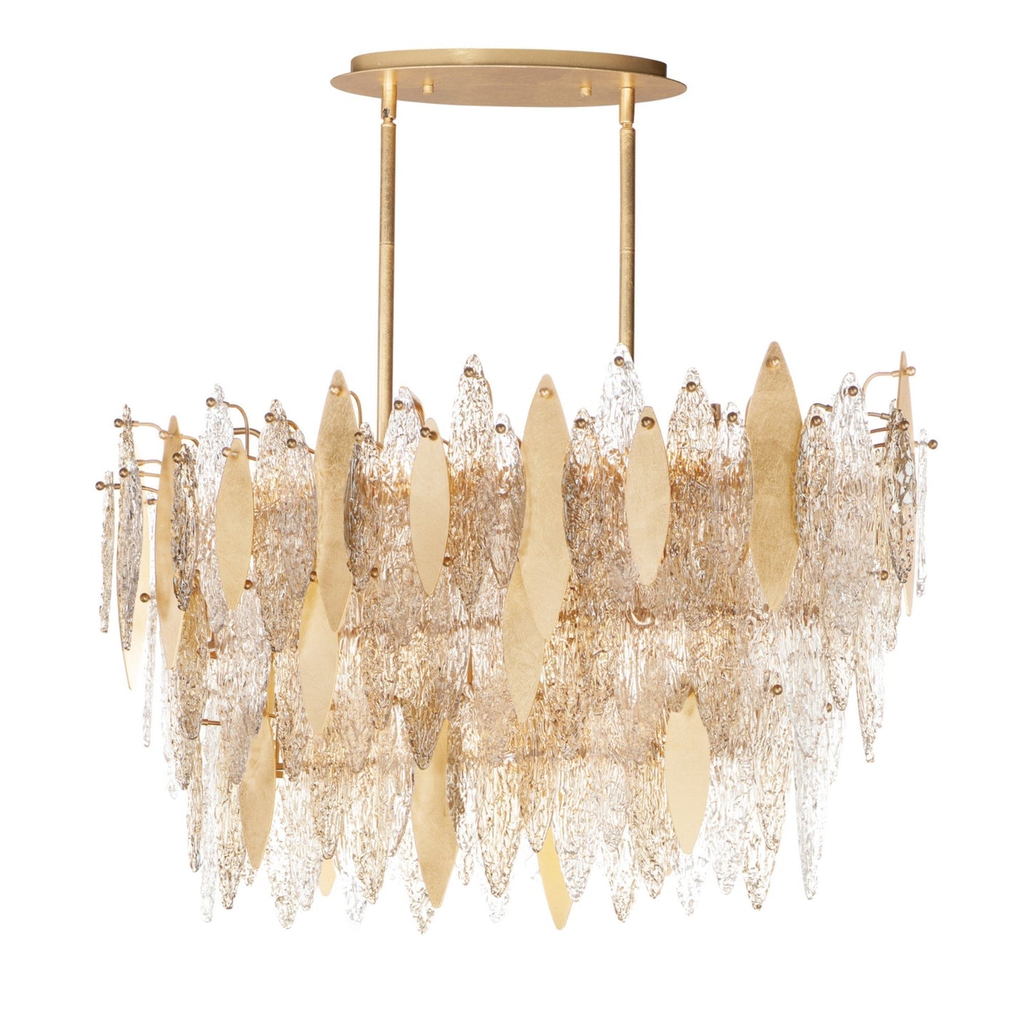 Majestic Gold Leaf 18 - Light Linear Chandelier, 40 - inch - Lightings Menu