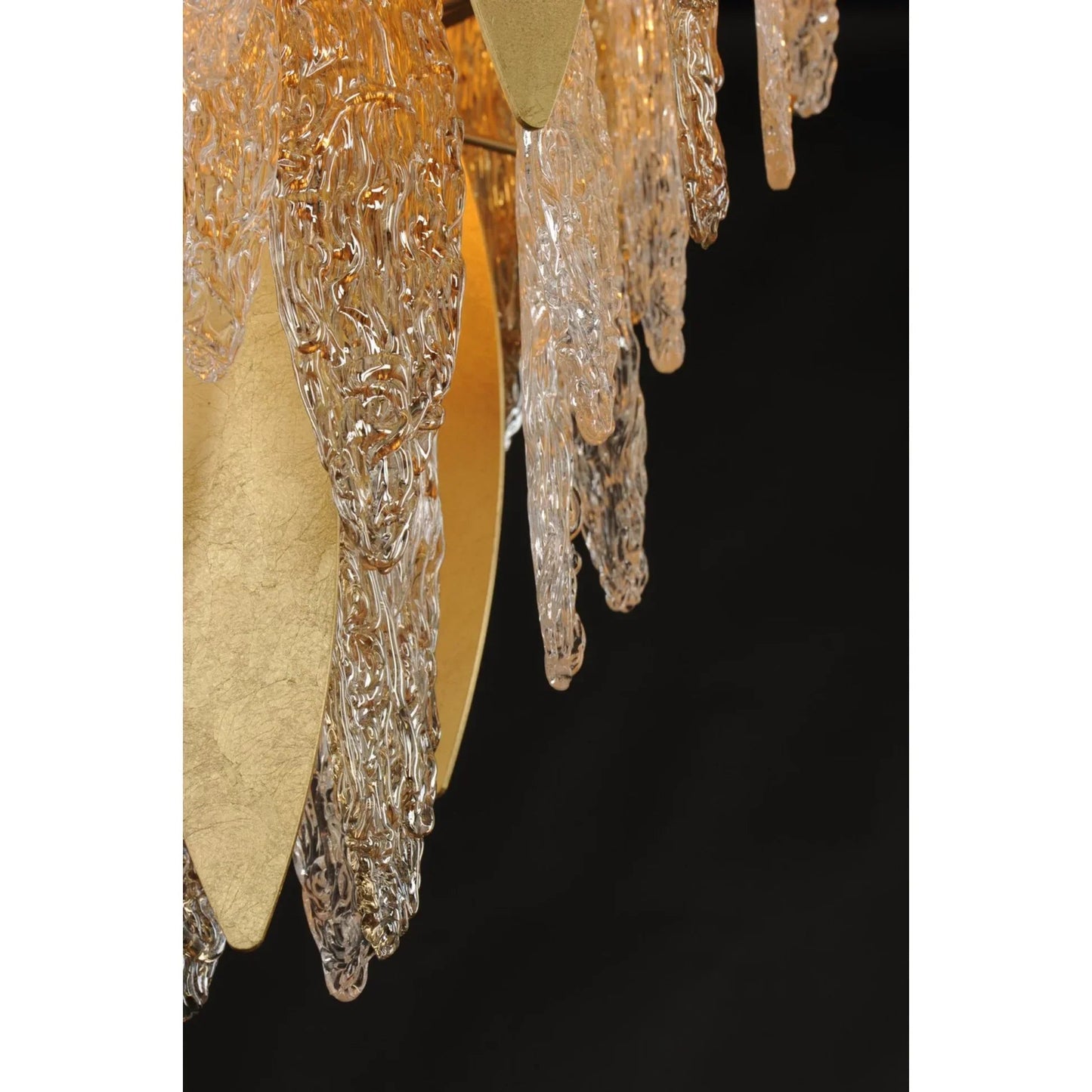 Majestic Gold Leaf Finish LED Chandelier - 12/21 Lights, 24‘’ 33‘’ - Lightings Menu