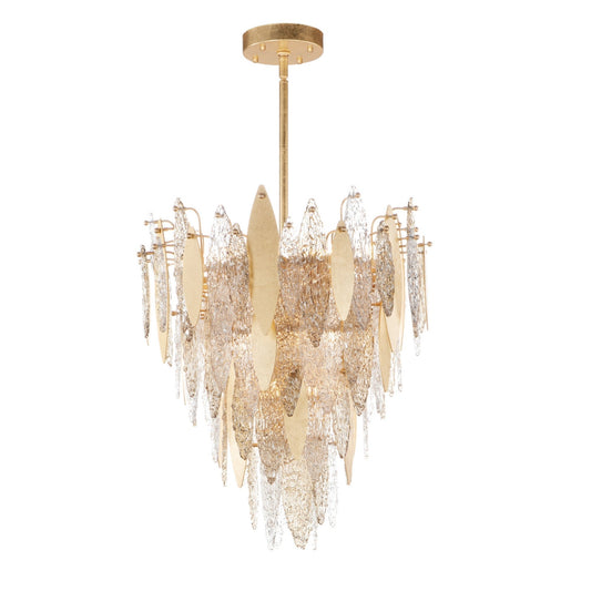 Majestic Gold Leaf Finish LED Chandelier - 12/21 Lights, 24‘’ 33‘’ - Lightings Menu