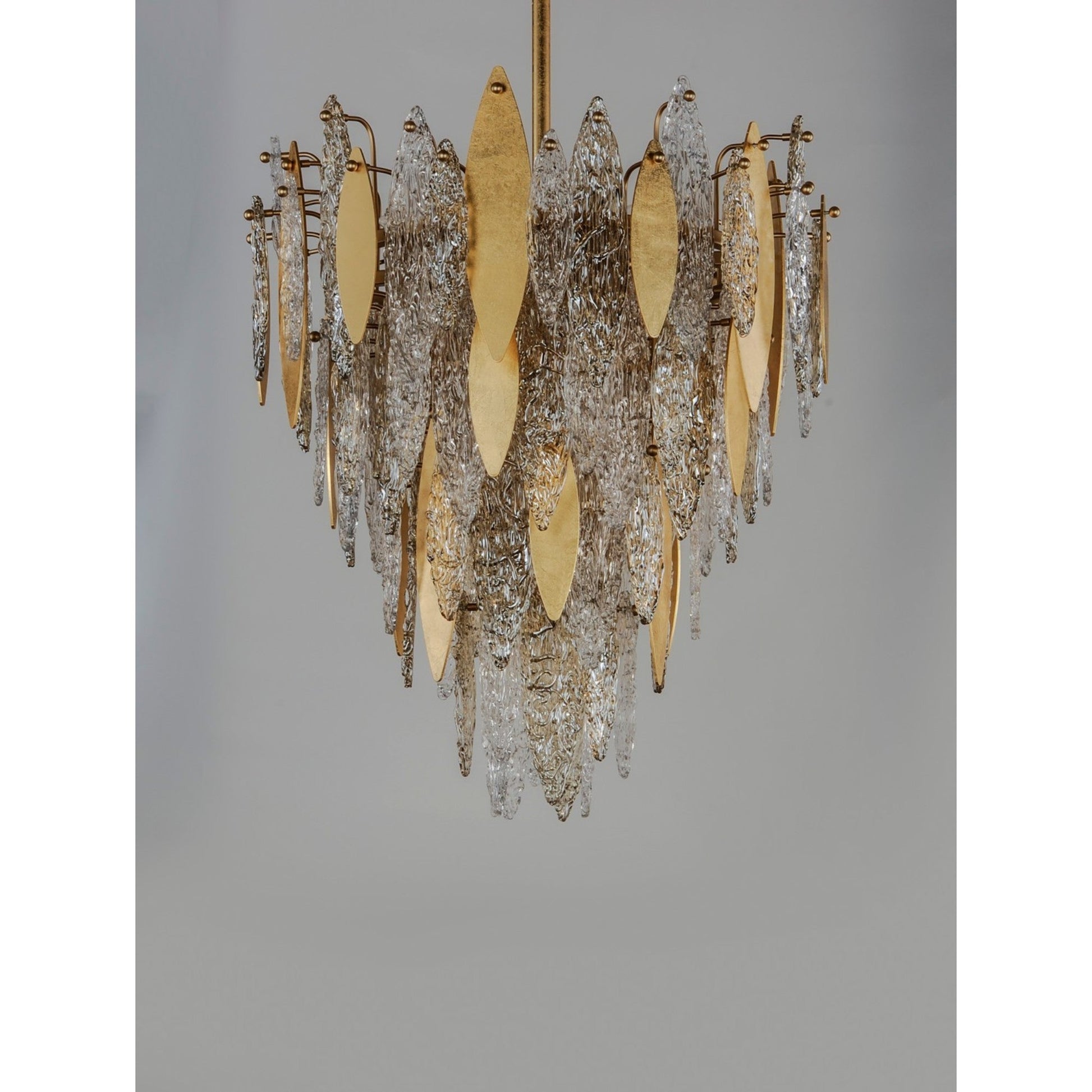 Majestic Gold Leaf Finish LED Chandelier - 12/21 Lights, 24‘’ 33‘’ - Lightings Menu