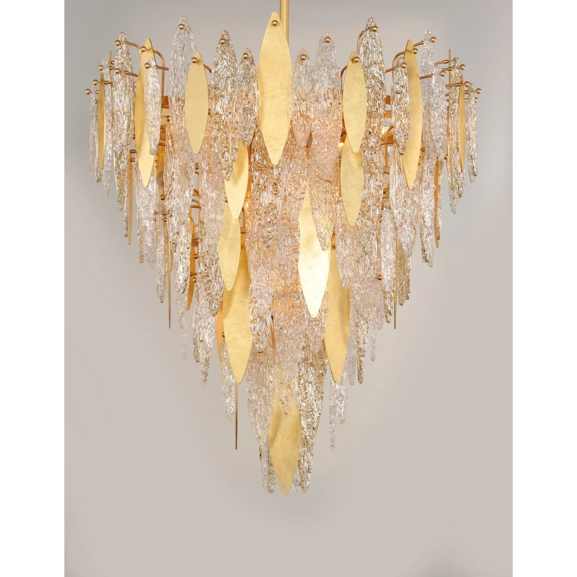 Majestic Gold Leaf Finish LED Chandelier - 12/21 Lights, 24‘’ 33‘’ - Lightings Menu
