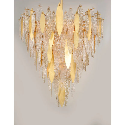 Majestic Gold Leaf Finish LED Chandelier - 12/21 Lights, 24‘’ 33‘’ - Lightings Menu