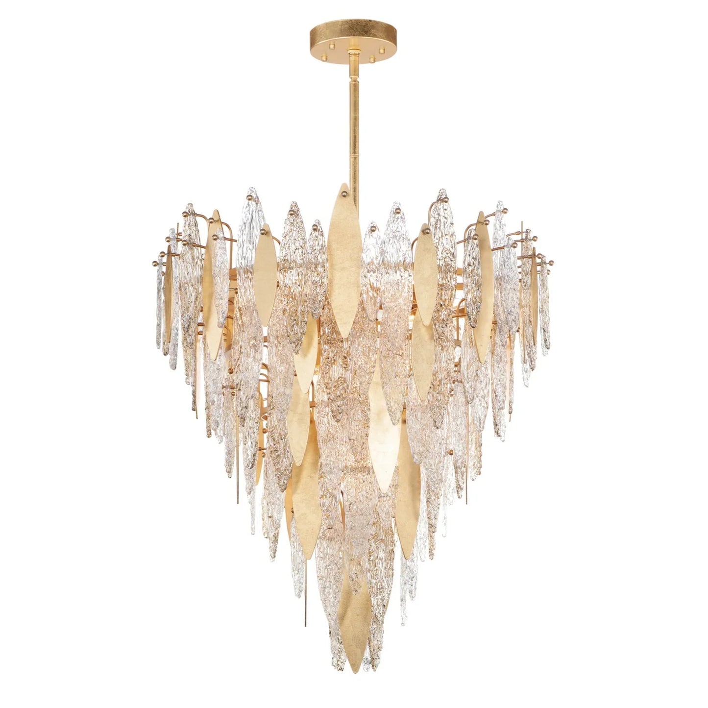 Majestic Gold Leaf Finish LED Chandelier - 12/21 Lights, 24‘’ 33‘’ - Lightings Menu