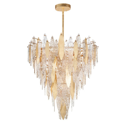 Majestic Gold Leaf Finish LED Chandelier - 12/21 Lights, 24‘’ 33‘’ - Lightings Menu