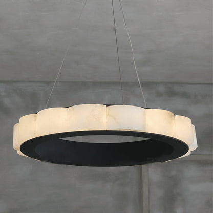 Moden Alabaster Round Chandelier Black - Lightings Menu