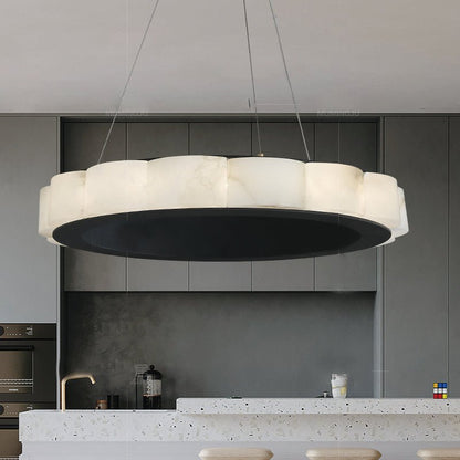 Moden Alabaster Round Chandelier Black - Lightings Menu