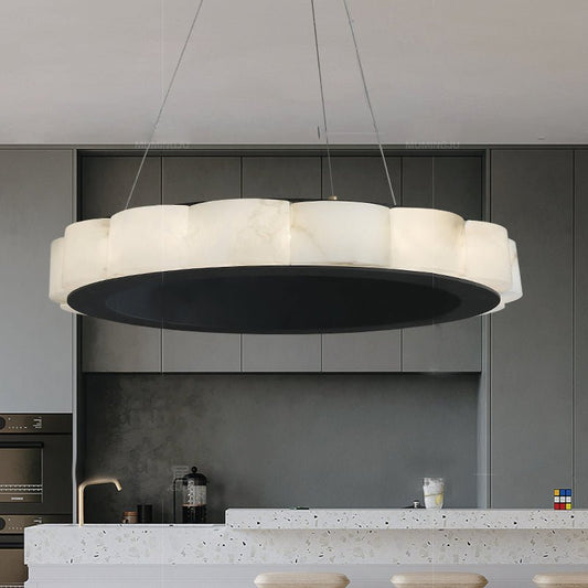 Moden Alabaster Round Chandelier Black - Lightings Menu