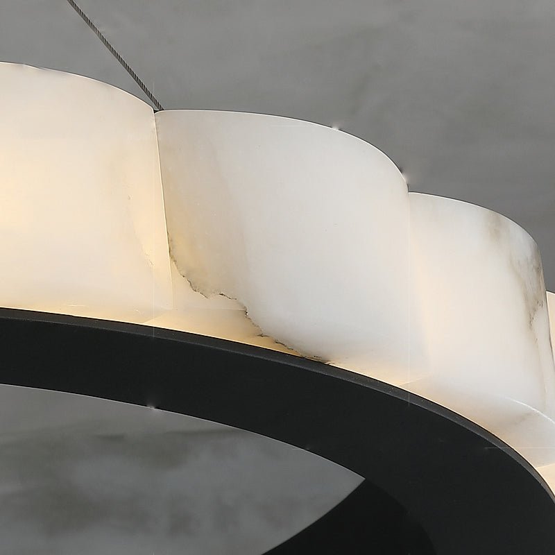 Moden Alabaster Round Chandelier Black - Lightings Menu