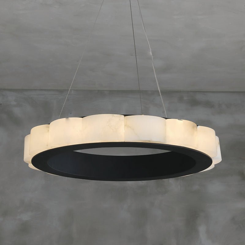 Moden Alabaster Round Chandelier Black - Lightings Menu