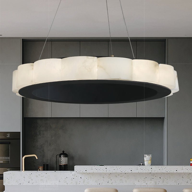 Moden Alabaster Round Chandelier Black - Lightings Menu