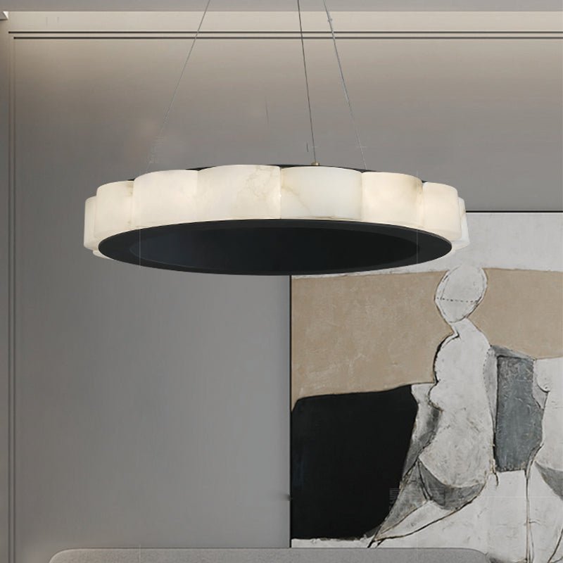 Moden Alabaster Round Chandelier Black - Lightings Menu
