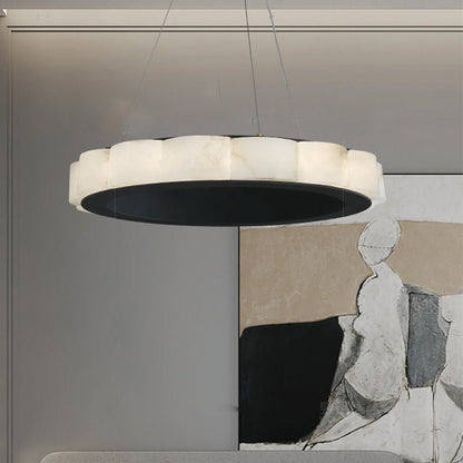 Moden Alabaster Round Chandelier Black - Lightings Menu