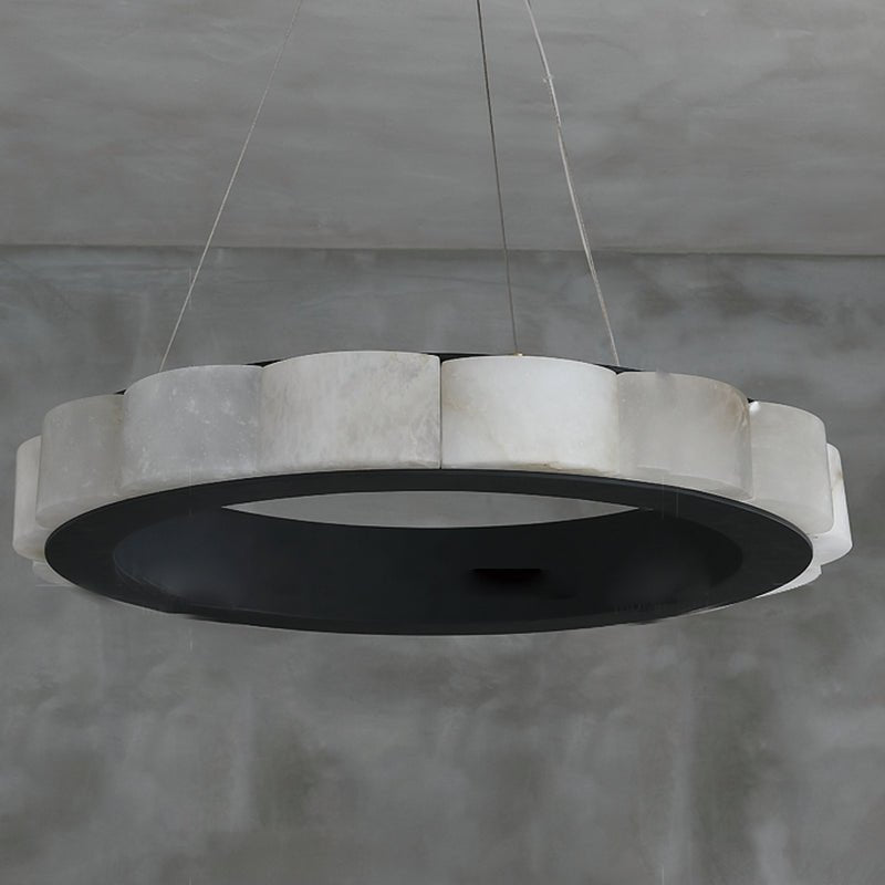Moden Alabaster Round Chandelier Black - Lightings Menu