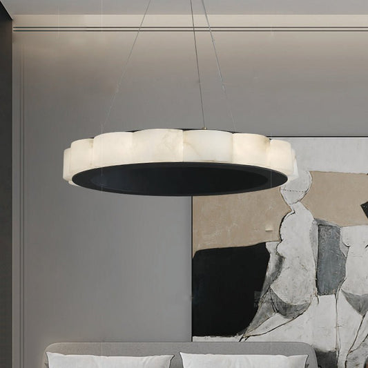 Moden Alabaster Round Chandelier Black - Lightings Menu