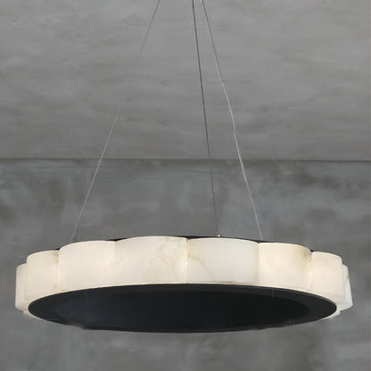 Moden Alabaster Round Chandelier Black - Lightings Menu