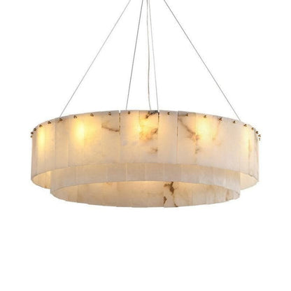 Modern Alabaster 2 tier Round Art Chandelier - Lightings Menu