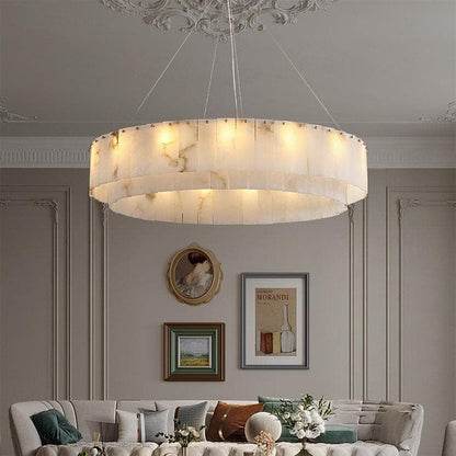 Modern Alabaster 2 tier Round Art Chandelier - Lightings Menu