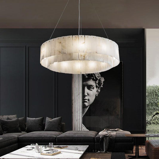 Modern Alabaster 2 tier Round Art Chandelier - Lightings Menu