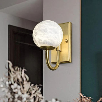 Modern Alabaster Ball Wall Sconce - Lightings Menu