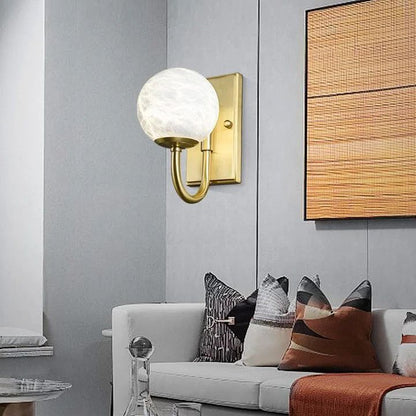 Modern Alabaster Ball Wall Sconce - Lightings Menu