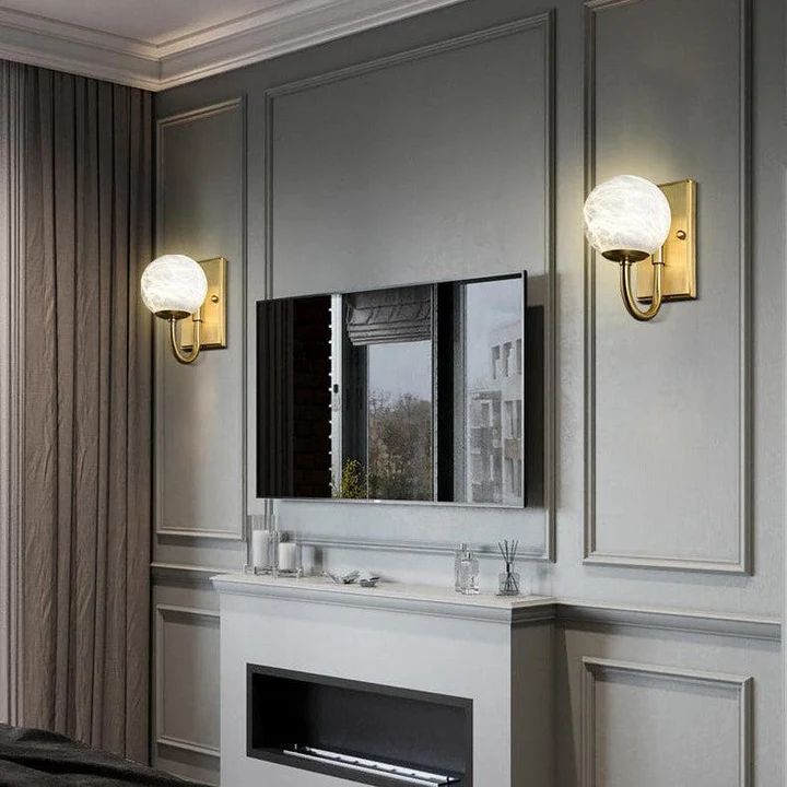 Modern Alabaster Ball Wall Sconce - Lightings Menu