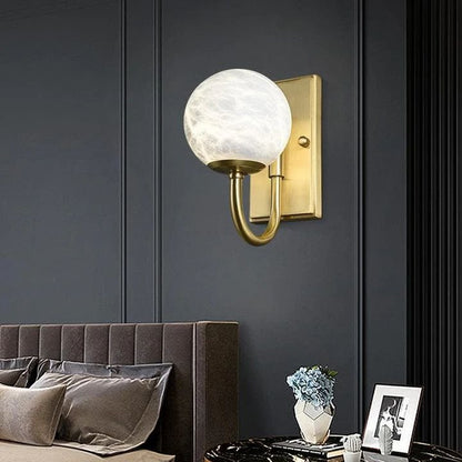 Modern Alabaster Ball Wall Sconce - Lightings Menu