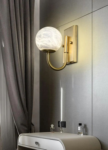 Modern Alabaster Ball Wall Sconce - Lightings Menu
