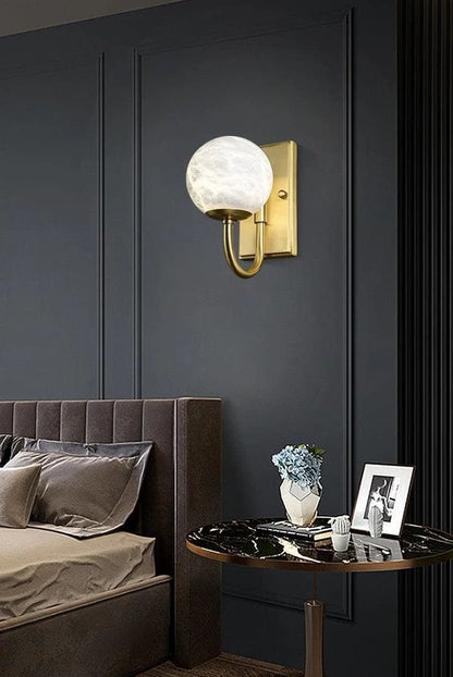 Modern Alabaster Ball Wall Sconce - Lightings Menu