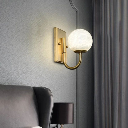 Modern Alabaster Ball Wall Sconce - Lightings Menu