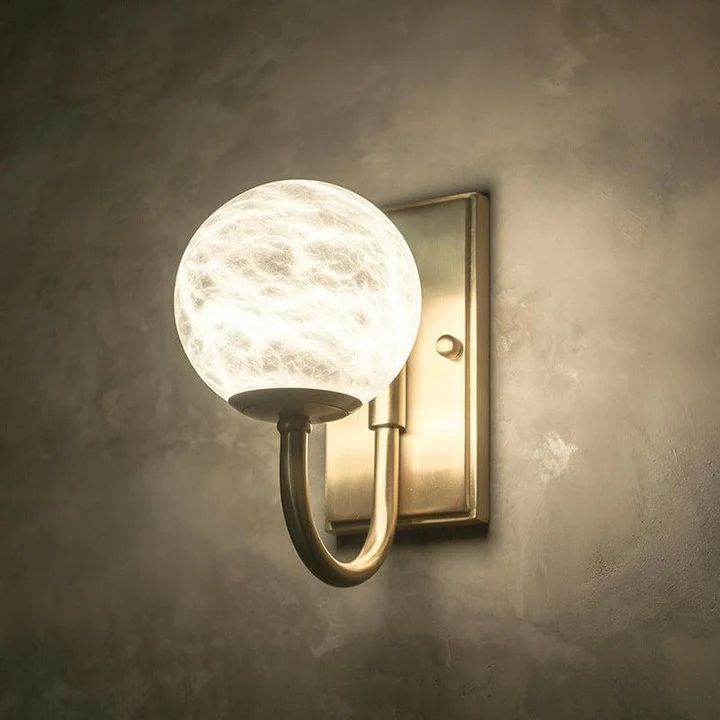 Modern Alabaster Ball Wall Sconce - Lightings Menu