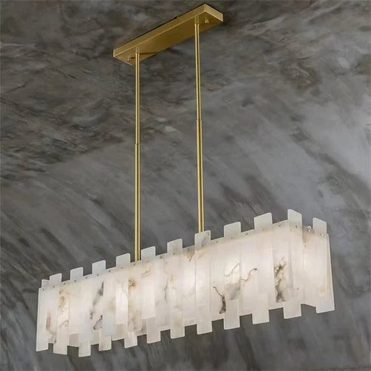 Modern Alabaster Linear Chandelier - Lightings Menu