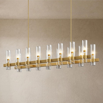 Modern Farmhouse 16 - Light Brass Linear Chandelier for Kitchen Island & Dining - Lightings Menu