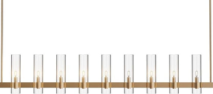Modern Farmhouse 9 - Light Brass Kitchen Island Chandelier with Adjustable Linear Design - Lightings Menu
