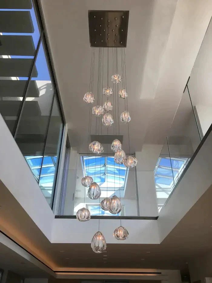 Modern Nordic Style Hand Blown Glass Pendant Crystal Chandelier For Dining Room/Living Room/Stairwell - Lightings Menu