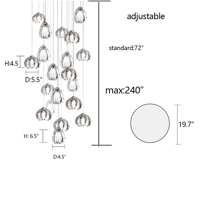 Modern Nordic Style Hand Blown Glass Pendant Crystal Chandelier For Dining Room/Living Room/Stairwell - Lightings Menu
