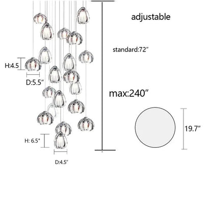 Modern Nordic Style Hand Blown Glass Pendant Crystal Chandelier For Dining Room/Living Room/Stairwell - Lightings Menu