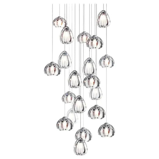 Modern Nordic Style Hand Blown Glass Pendant Crystal Chandelier For Dining Room/Living Room/Stairwell - Lightings Menu