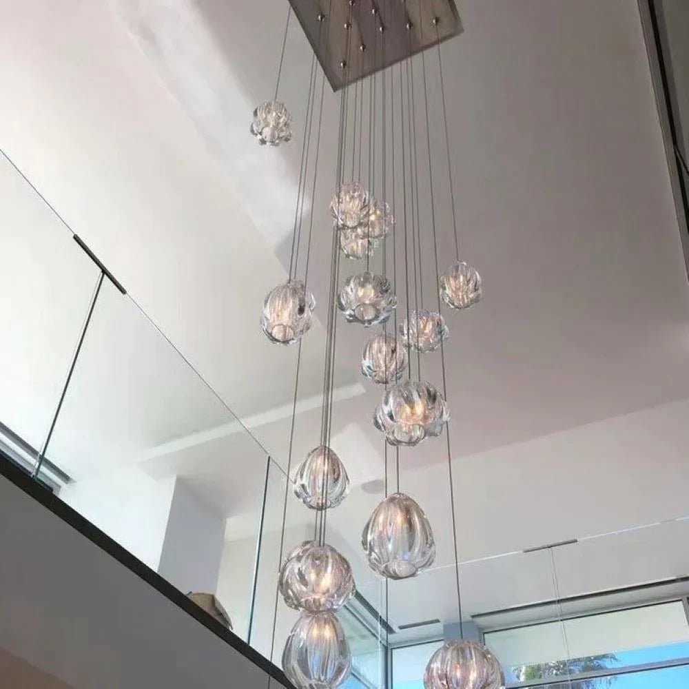 Modern Nordic Style Hand Blown Glass Pendant Crystal Chandelier For Dining Room/Living Room/Stairwell - Lightings Menu