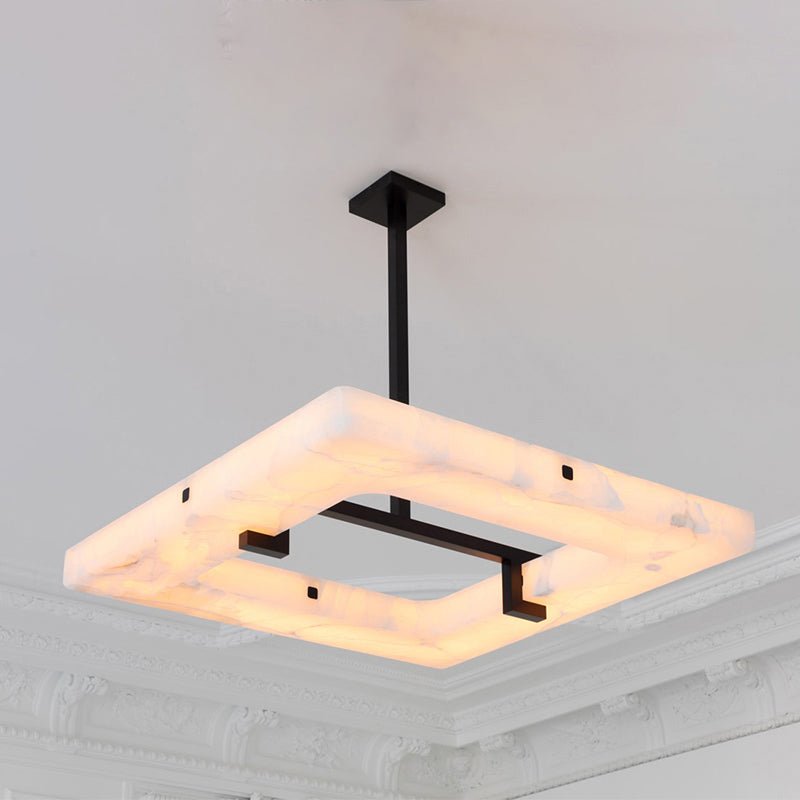 Modern Square Alabaster Chandelier - Lightings Menu