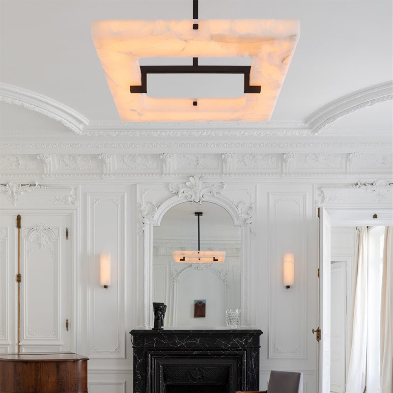 Modern Square Alabaster Chandelier - Lightings Menu
