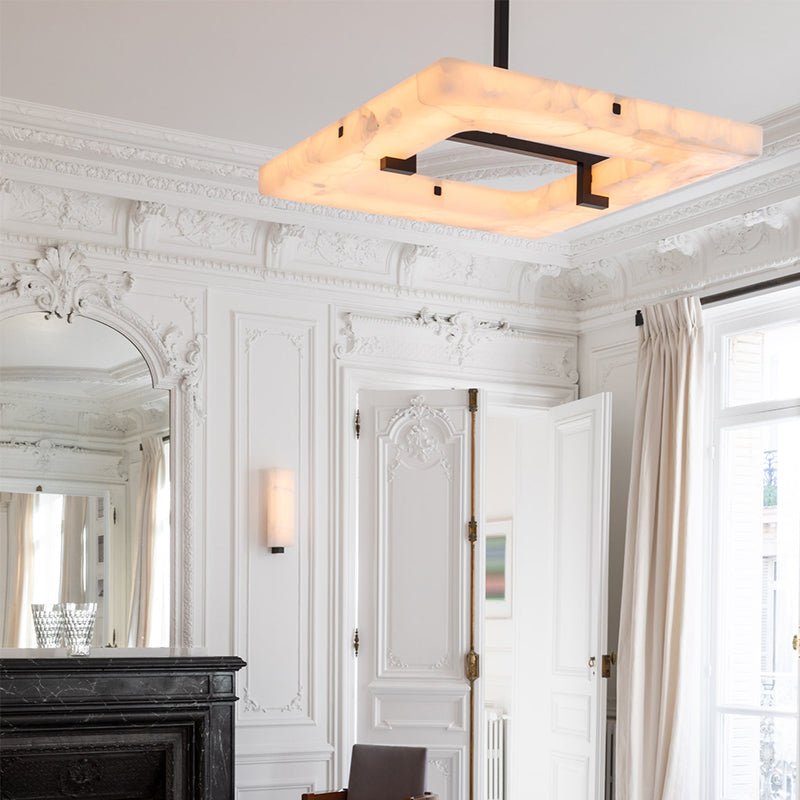 Modern Square Alabaster Chandelier - Lightings Menu