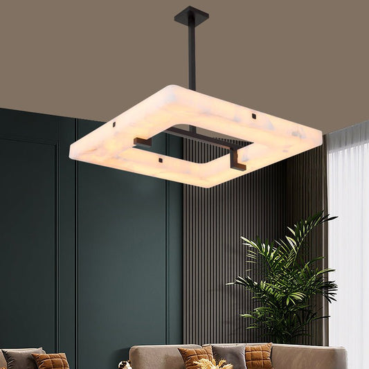 Modern Square Alabaster Chandelier - Lightings Menu
