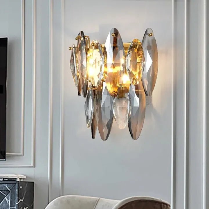 Multi sided Hand Crystal Wall Sconce - Lightings Menu