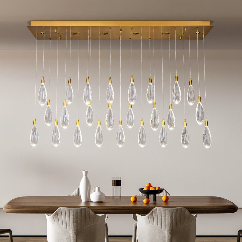 Naleya 31 - Light Height Adjustable Rectangle Raindrop Chandelier - Lightings Menu