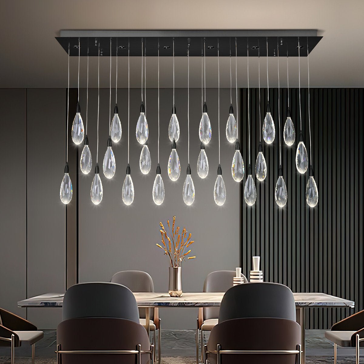Naleya 31 - Light Height Adjustable Rectangle Raindrop Chandelier - Lightings Menu