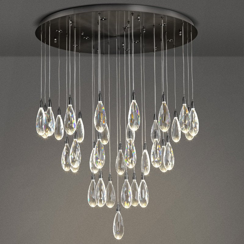 Naleya 43 - Light Height Adjustable Round Raindrop Chandelier - Lightings Menu